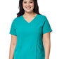 Women's Four-Pocket V-Neck Top - 6134 - Teal Blue