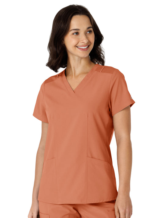 Women's Flex-n-Reach Side Panel V-Neck Top - 6145 - Terra Cotta