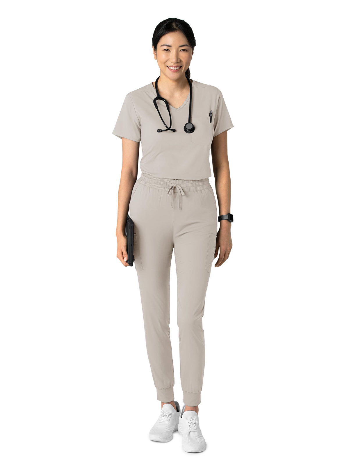 Women's Two-Pocket Tuck-In V-Neck Top - 6151 - Cloud