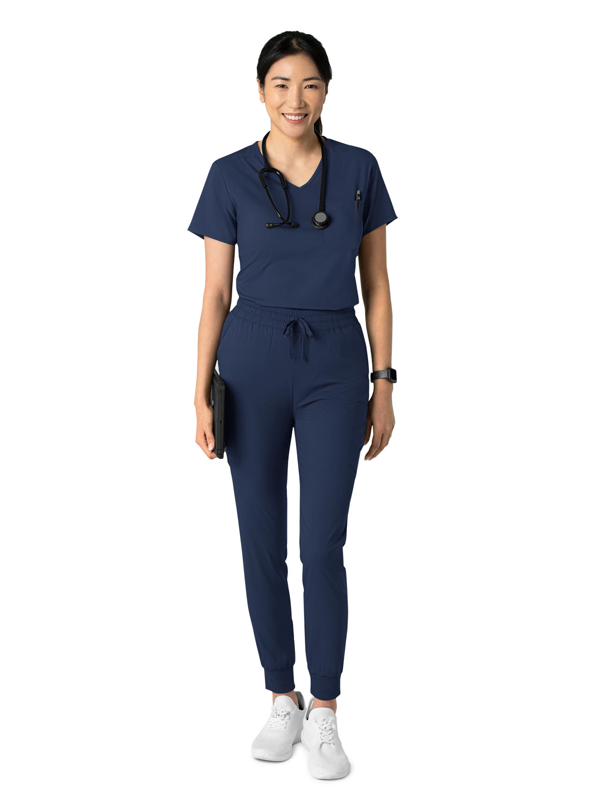 Women's Two-Pocket Tuck-In V-Neck Top - 6151 - Navy