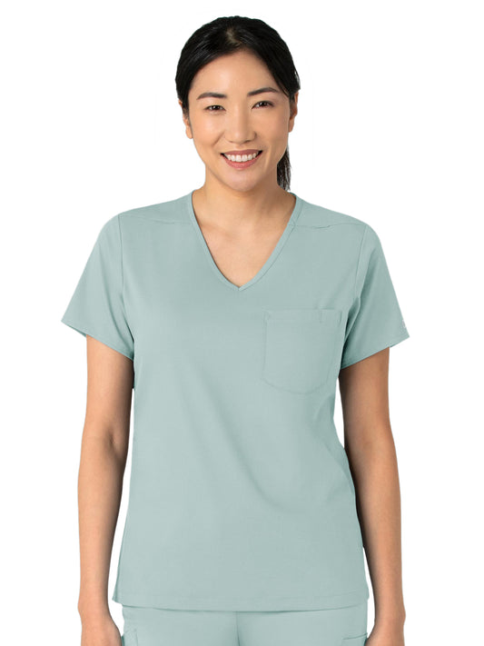 Women's Two-Pocket Tuck-In V-Neck Top - 6151 - Sky Blue