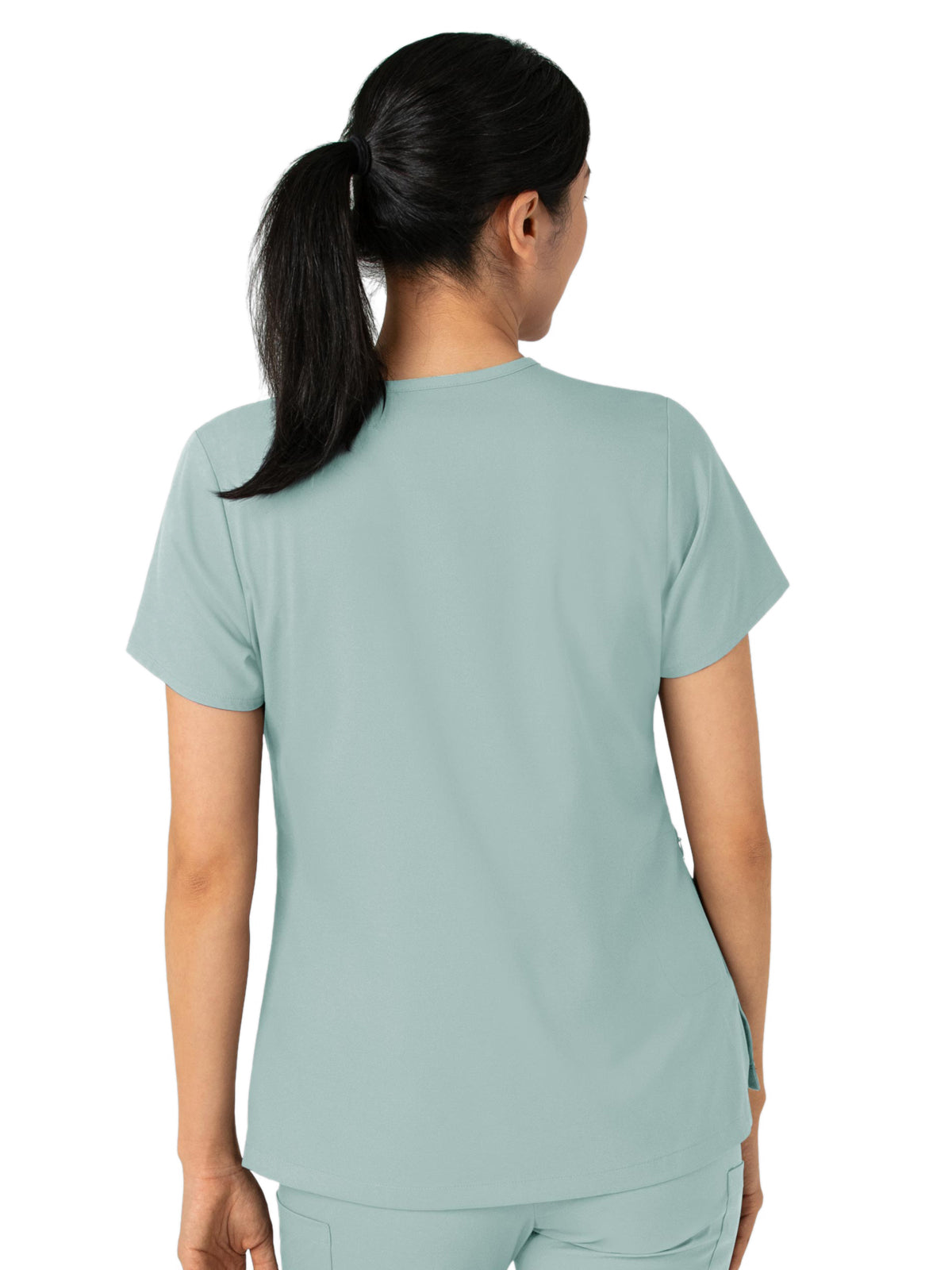 Women's Two-Pocket Tuck-In V-Neck Top - 6151 - Sky Blue