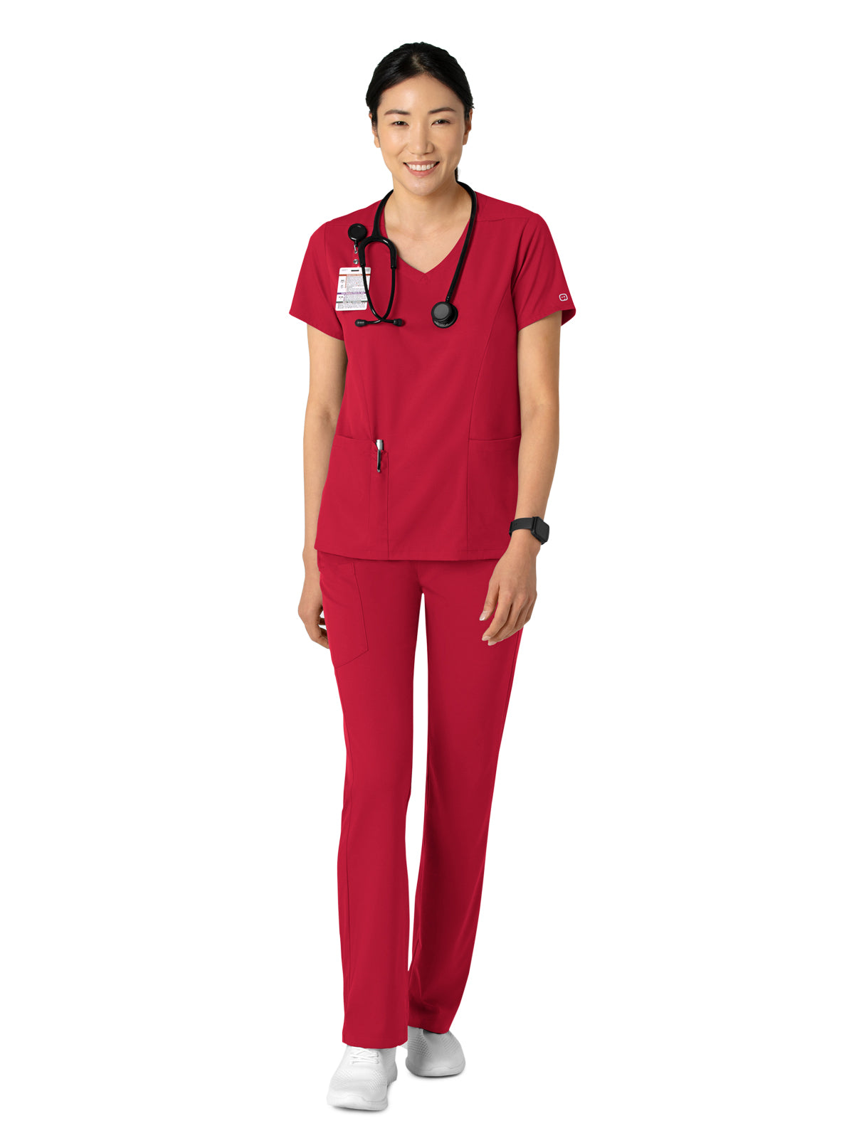 Women's 2-Pocket V-Neck Top - 6251 - Red