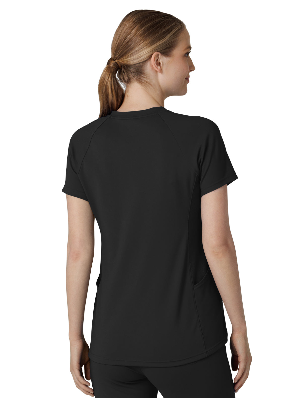 Women's Four-Pocket Flex-n-Reach V-Neck Raglan Top - 6259 - Black