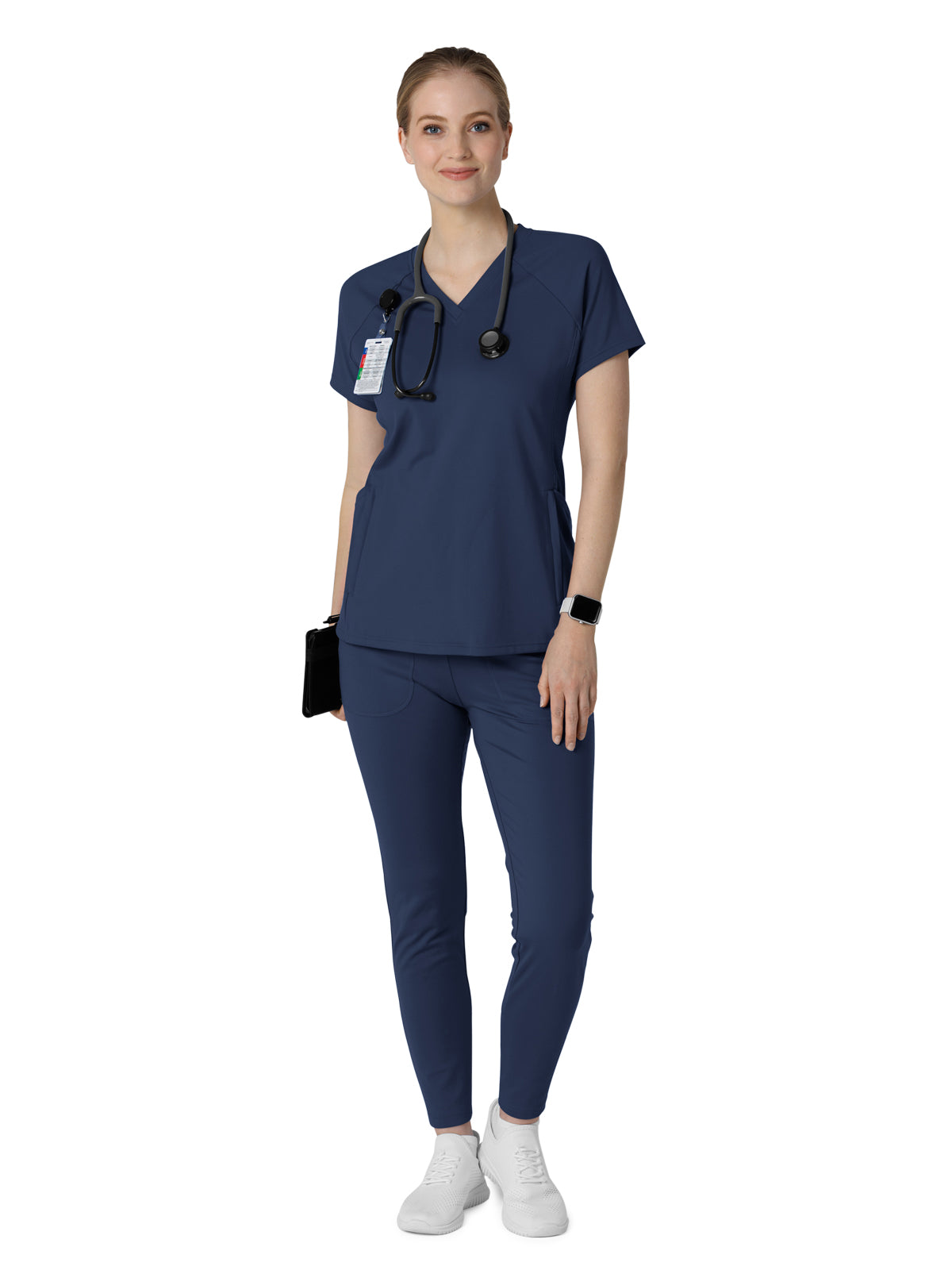 Women's Four-Pocket Flex-n-Reach V-Neck Raglan Top - 6259 - Navy
