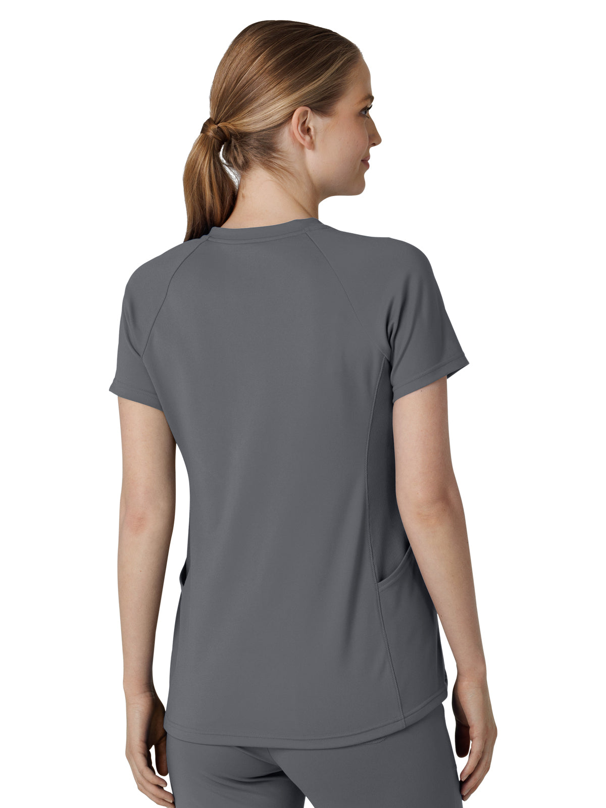 Women's Four-Pocket Flex-n-Reach V-Neck Raglan Top - 6259 - Pewter