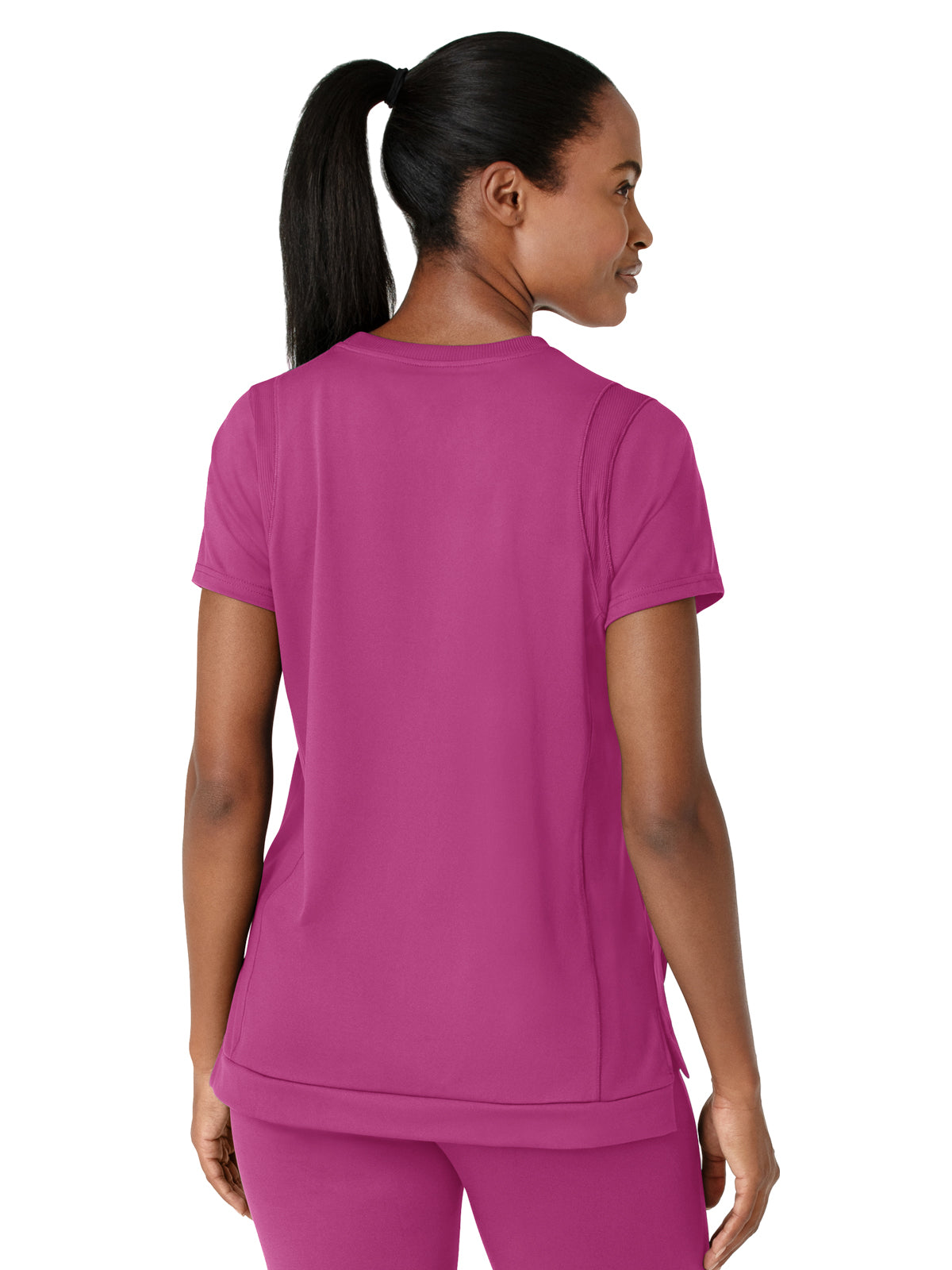 Women's Two-Pocket Flex-n-Reach Crew Neck Top - 6359 - Raspberry