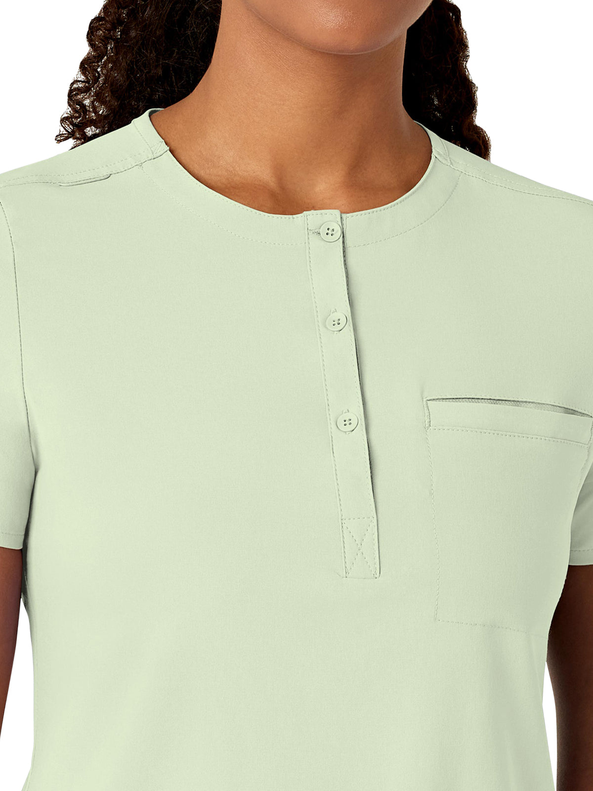 Women's One-Pocket Mandarin Collar Tuck-In Top - 6434 - Fresh Mint