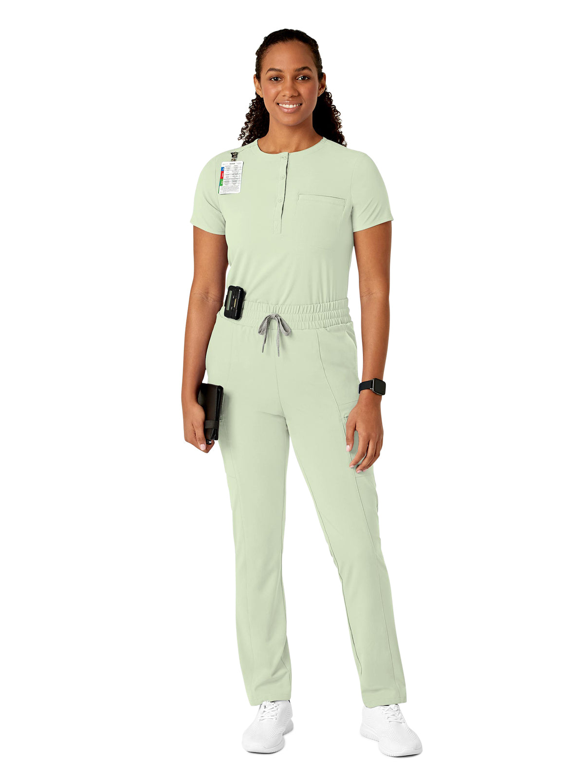Women's One-Pocket Mandarin Collar Tuck-In Top - 6434 - Fresh Mint
