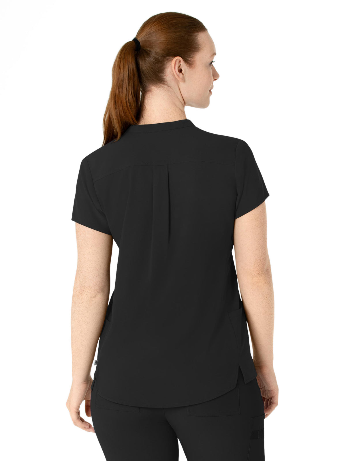 Women's Four-Pocket Mandarin Collar Top - 6734 - Black