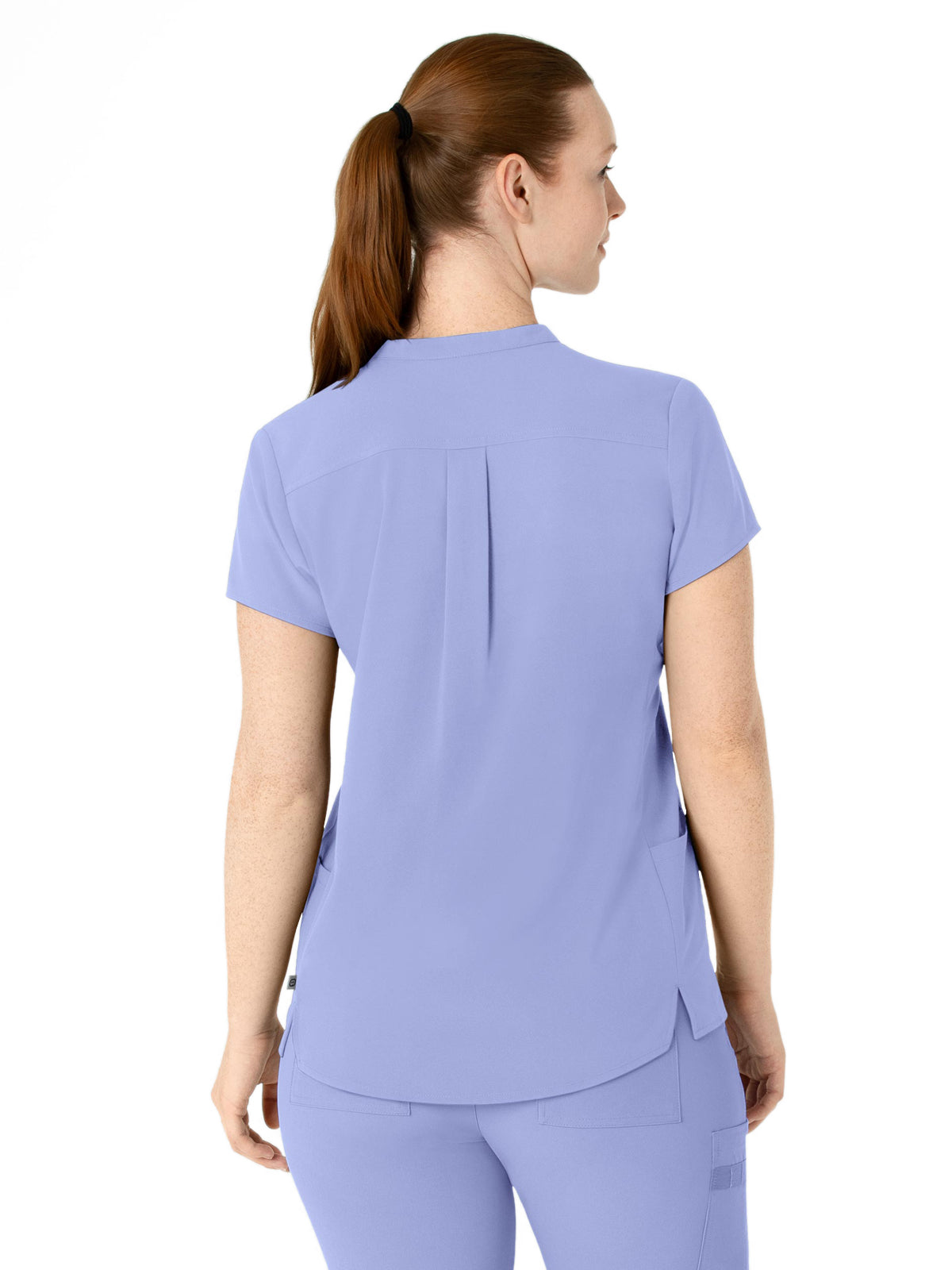 Women's Four-Pocket Mandarin Collar Top - 6734 - Ceil Blue