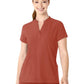 Women's Four-Pocket Mandarin Collar Top - 6734 - Mineral Red