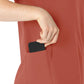Women's Four-Pocket Mandarin Collar Top - 6734 - Mineral Red