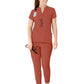 Women's Four-Pocket Mandarin Collar Top - 6734 - Mineral Red
