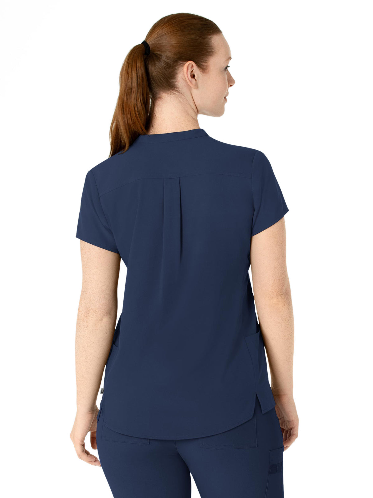 Women's Four-Pocket Mandarin Collar Top - 6734 - Navy