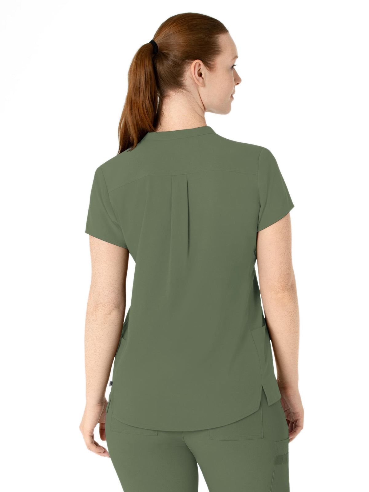 Women's Four-Pocket Mandarin Collar Top - 6734 - Olive