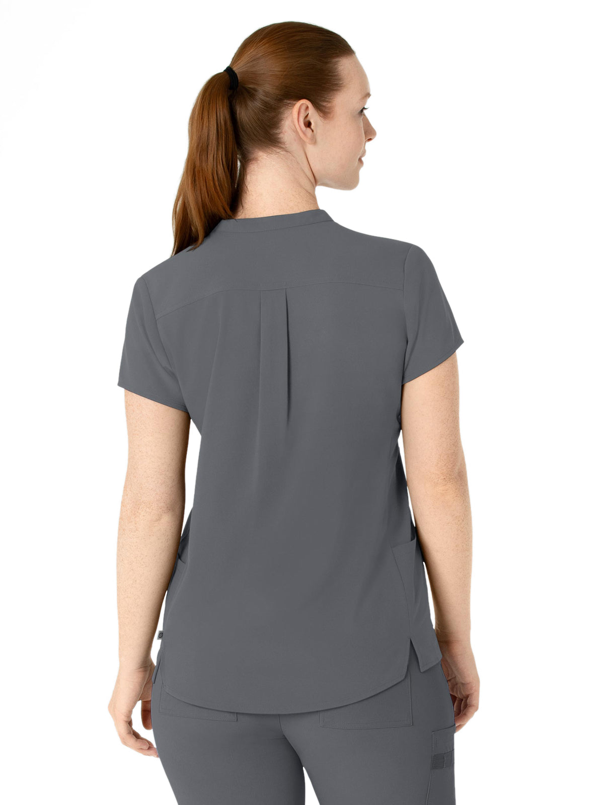 Women's Four-Pocket Mandarin Collar Top - 6734 - Pewter
