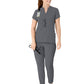 Women's Four-Pocket Mandarin Collar Top - 6734 - Pewter