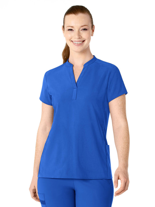 Women's Four-Pocket Mandarin Collar Top - 6734 - Royal