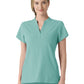 Women's Four-Pocket Mandarin Collar Top - 6734 - Turquoise