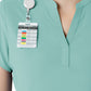 Women's Four-Pocket Mandarin Collar Top - 6734 - Turquoise