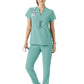 Women's Four-Pocket Mandarin Collar Top - 6734 - Turquoise