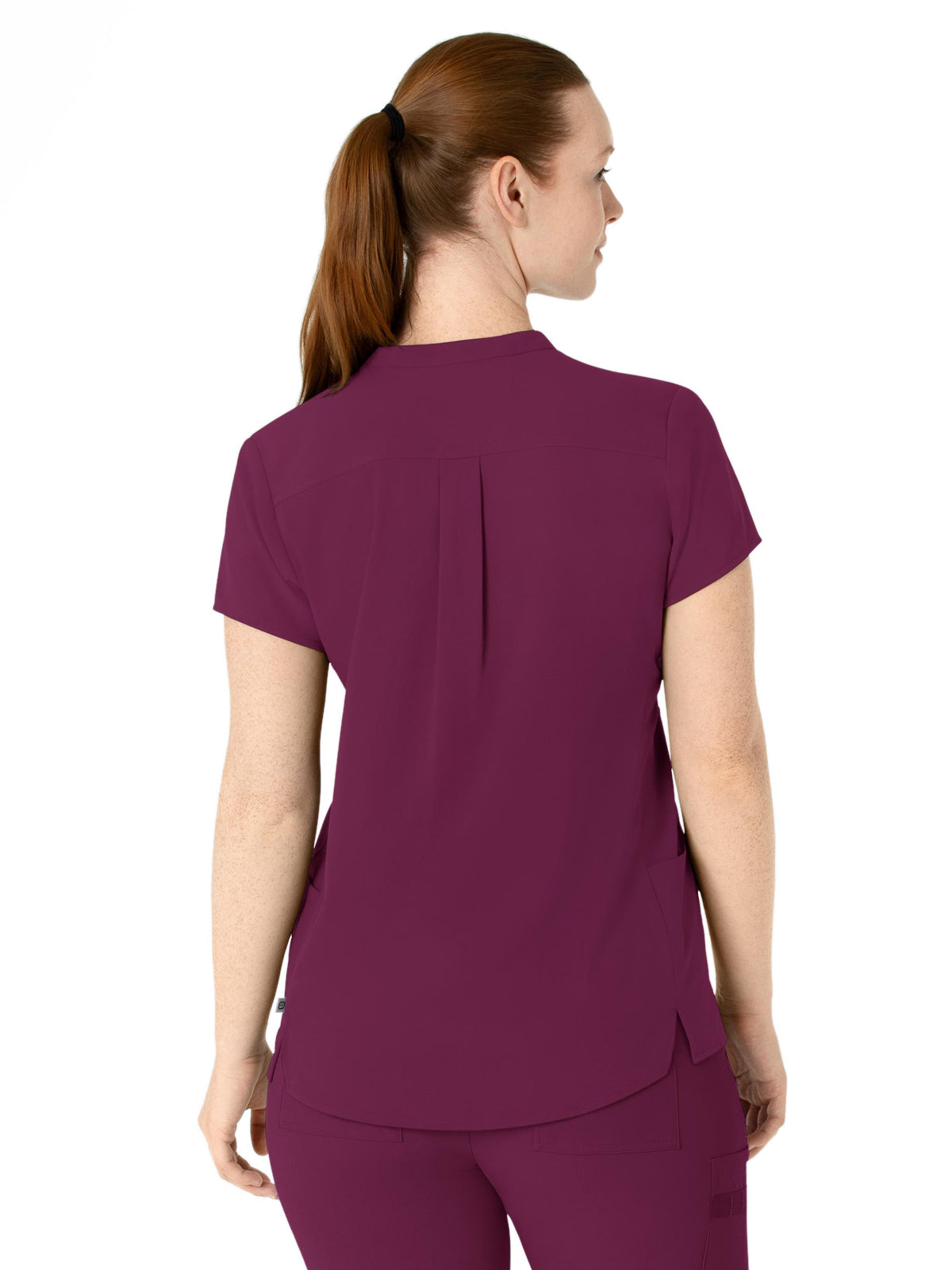 Women's Four-Pocket Mandarin Collar Top - 6734 - Wine