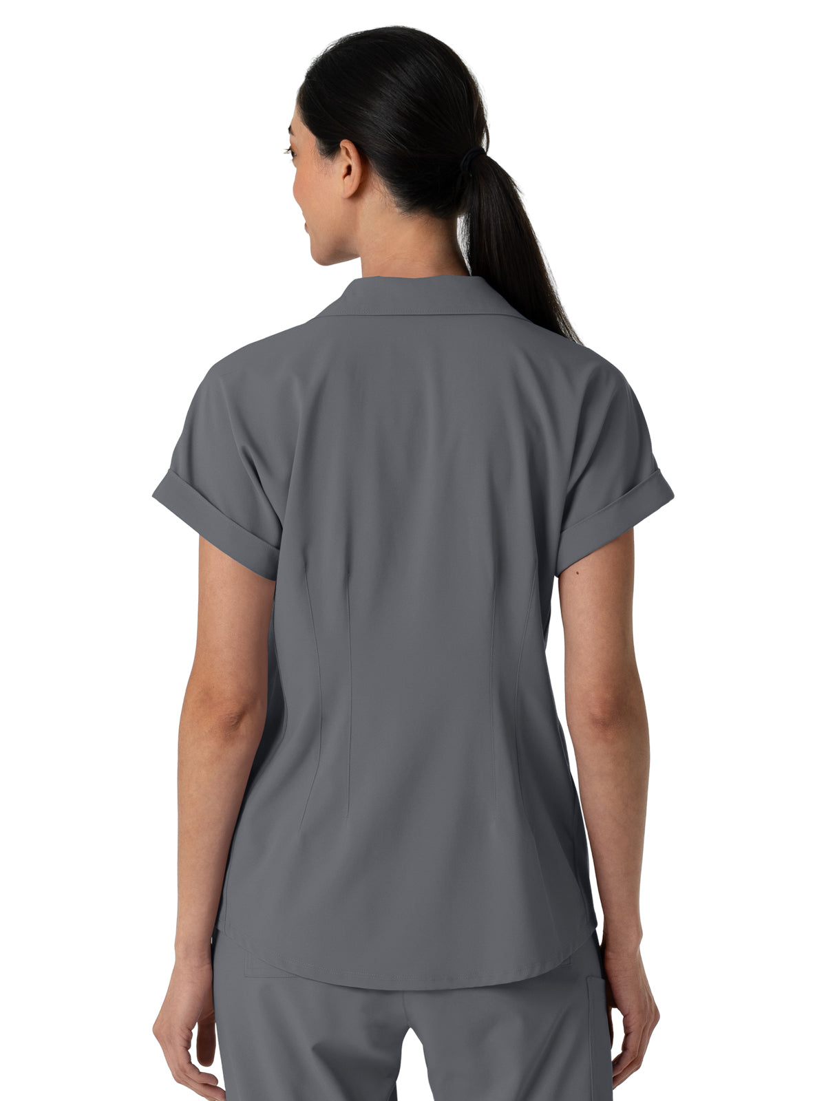 Women’s Two-Pocket Flex-n-Reach Collared Top - 6934 - Pewter