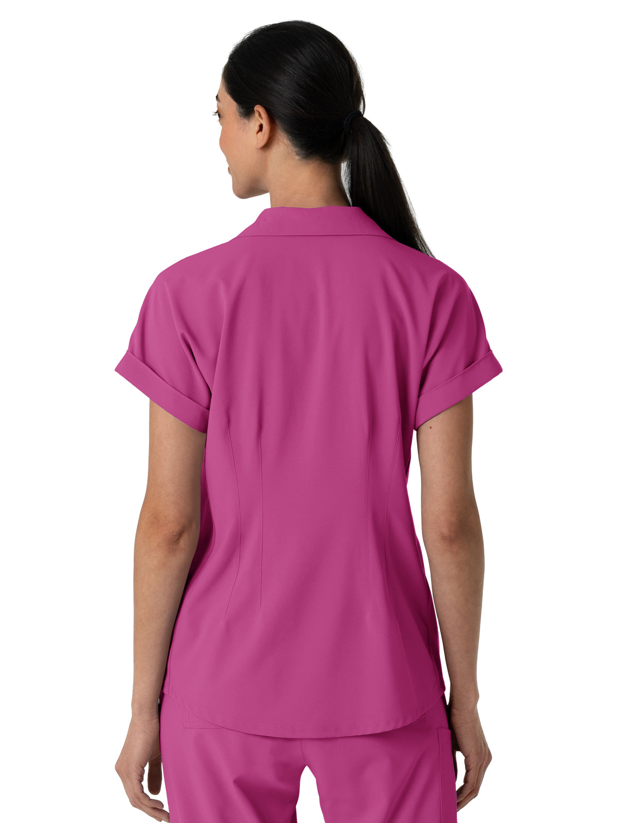Women’s Two-Pocket Flex-n-Reach Collared Top - 6934 - Raspberry