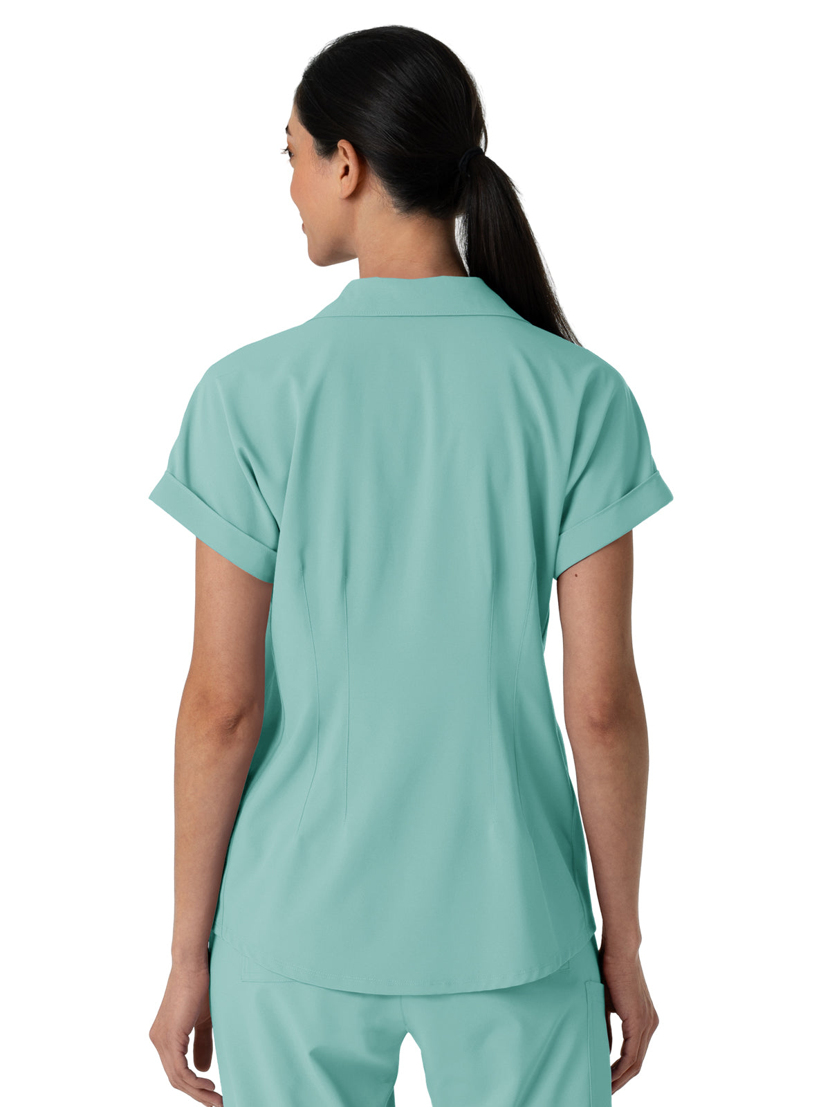 Women’s Two-Pocket Flex-n-Reach Collared Top - 6934 - Turquoise