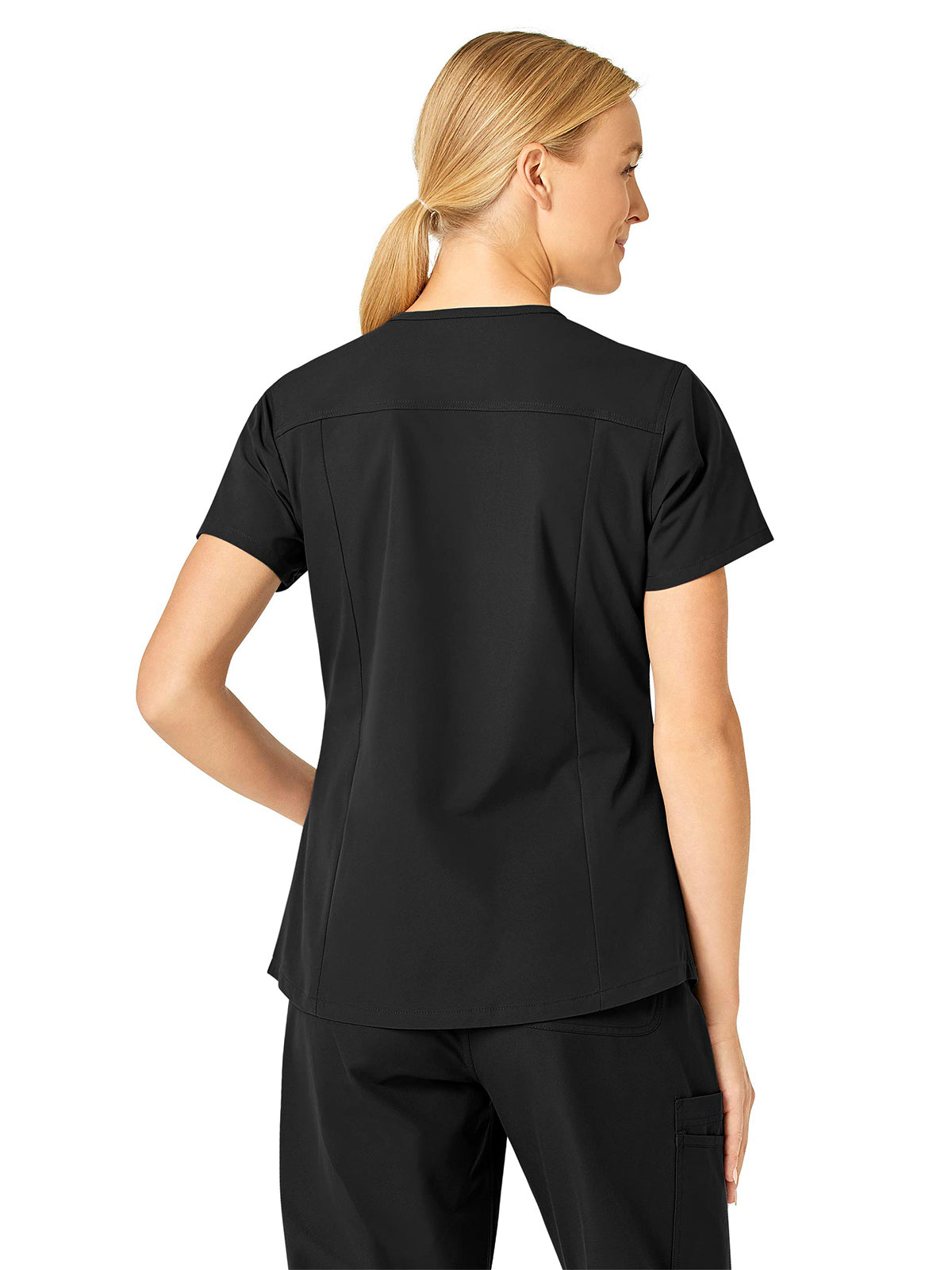 Women's Five-Pocket Modern Fit V-Neck Top - C12113 - Black