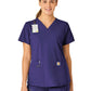 Women's Five-Pocket Modern Fit V-Neck Top - C12113 - Grape