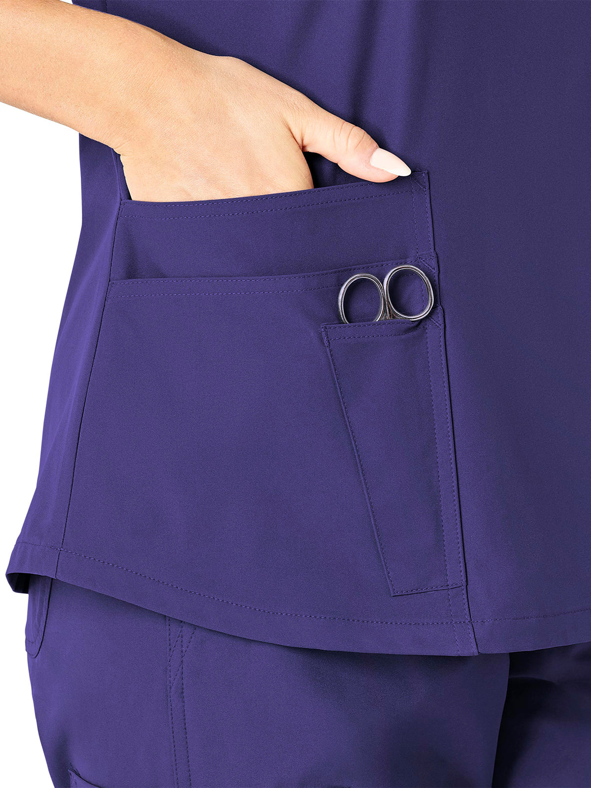 Women's Five-Pocket Modern Fit V-Neck Top - C12113 - Grape