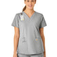 Women's Five-Pocket Modern Fit V-Neck Top - C12113 - Grey