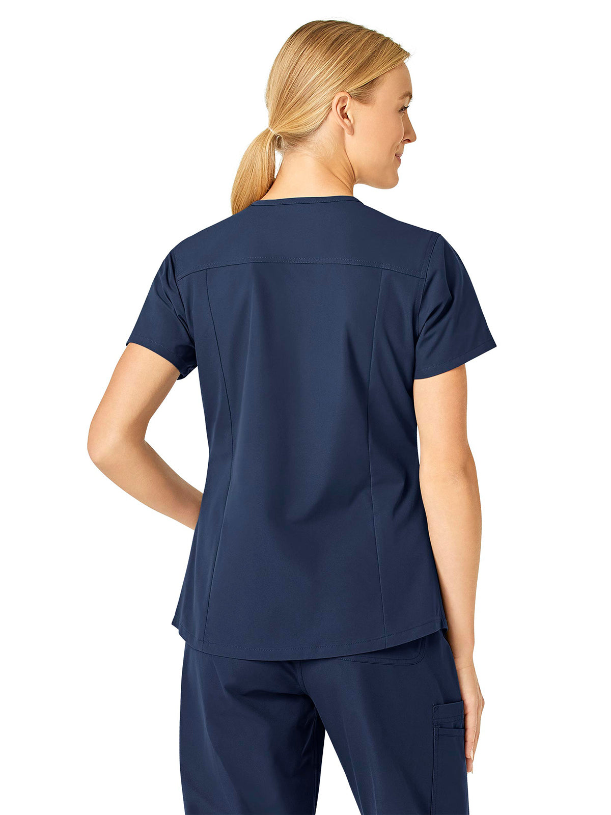 Women's Five-Pocket Modern Fit V-Neck Top - C12113 - Navy
