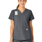 Women's Five-Pocket Modern Fit V-Neck Top - C12113 - Pewter