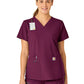 Women's Five-Pocket Modern Fit V-Neck Top - C12113 - Wine
