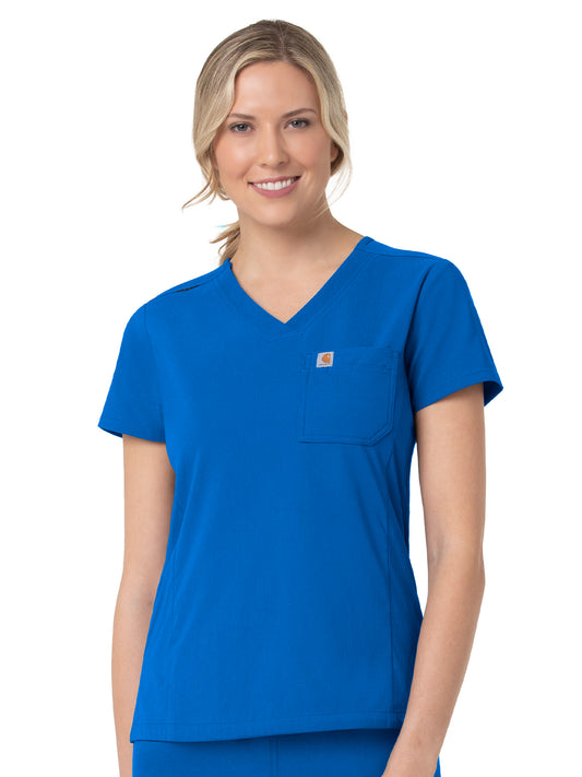 Women's Two-Pocket V-Neck Top - C12137 - Royal