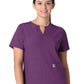 Women's Three-Pocket Modern Fit Notch Neck Top - C12213 - Eggplant