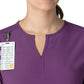 Women's Three-Pocket Modern Fit Notch Neck Top - C12213 - Eggplant