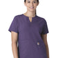 Women's Three-Pocket Modern Fit Notch Neck Top - C12213 - Grape