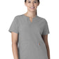 Women's Three-Pocket Modern Fit Notch Neck Top - C12213 - Grey