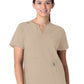 Women's Three-Pocket Modern Fit Notch Neck Top - C12213 - Khaki