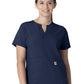 Women's Three-Pocket Modern Fit Notch Neck Top - C12213 - Navy