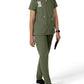 Women's Three-Pocket Modern Fit Notch Neck Top - C12213 - Olive