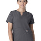 Women's Three-Pocket Modern Fit Notch Neck Top - C12213 - Pewter
