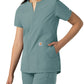 Women's Three-Pocket Modern Fit Notch Neck Top - C12213 - Summer Blue