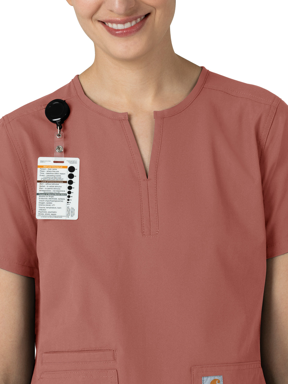 Women's Three-Pocket Modern Fit Notch Neck Top - C12213 - Wildrose
