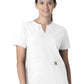 Women's Three-Pocket Modern Fit Notch Neck Top - C12213 - White