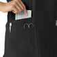 Women's Four-Pocket V-Neck Knit Panel Top - C12313 - Black